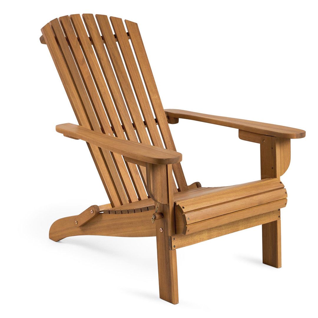 VonHaus Solid Wood Folding Adirondack Chair Brown 95cm H X 73cm W X 91cm D